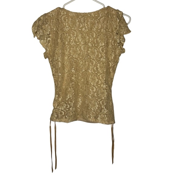 Bisou Bisou Gold Lace Y2K Corset-Style Top | Size L | Michele Bohbot - Picture 3 of 3